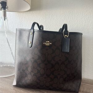Coach Reversible Black and Brown Medium Signature Tote